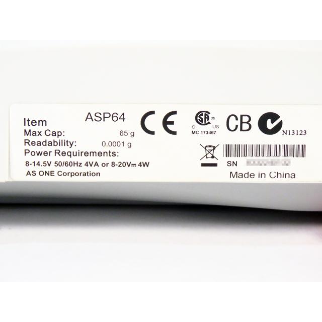 ○分析精密電子天秤ASP64/秤量65g/最小表示0.1mg/外部分銅校正/個数 