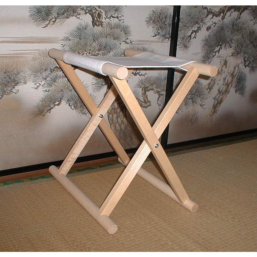 トップメーカの床几椅子 白木白布(和風の木製の折り畳み椅子 トップメーカの床几椅子 白木白布(和風の木製の折り畳み椅子