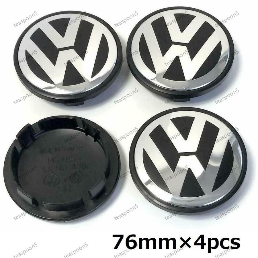 フォルクスワーゲン VW ホイールキャップ 76mm Volkswagen センターキャップ エンブレム ロゴ タイヤ バッジ シルバー 4個