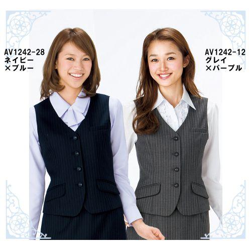 事務服 ベスト Av1242 ストライプ グレイ ネイビー オールシーズン 事務服 Av1242 つなぎ 白衣 事務服のスズキ繊維 通販 Yahoo ショッピング