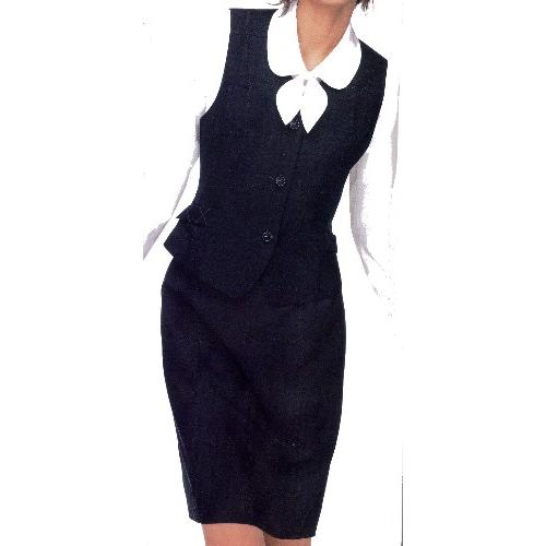 事務服 セット ベスト＋タイトスカートセットスーツ 大人気ネイビーの