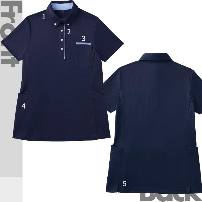 ポロシャツ 女性用 ロング丈 WH90938 WHISEL : つなぎ・白衣・事務服の