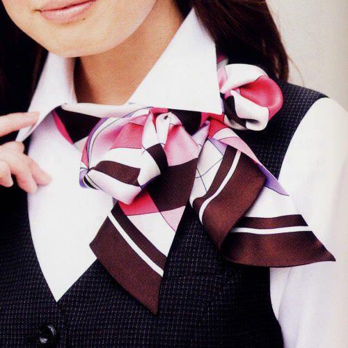 スカーフリボン 制服・事務服・ブラウスに合わせて オレンジ ピンク