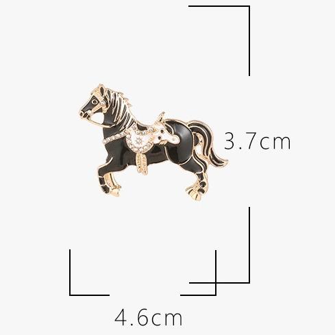 馬 ブローチ ホース 動物 ラインストーン ゴールド アクセサリー