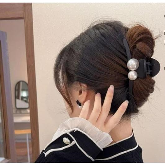 ヘアクリップ パール 黒 バンスクリップ 上品 大人 レディース 入学式