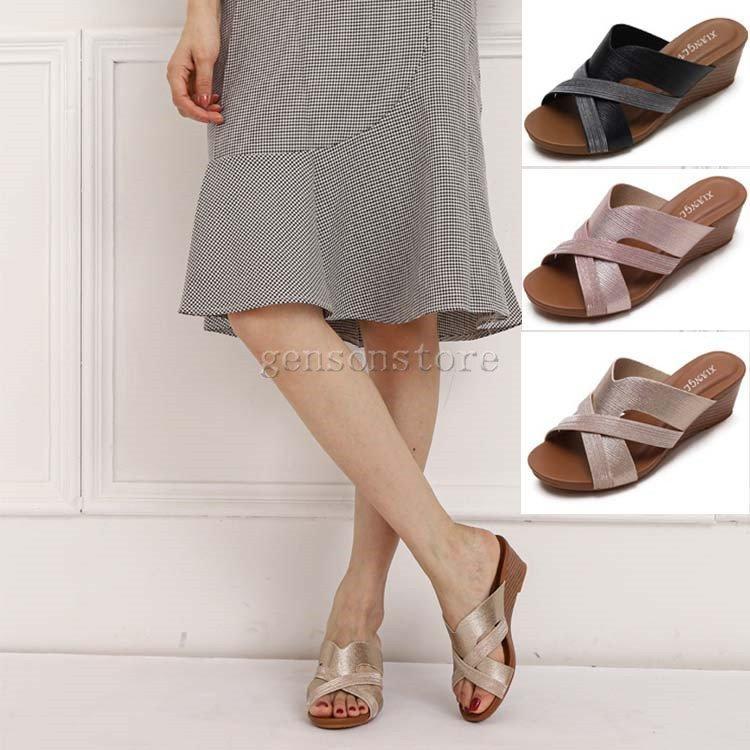 ミュール ウェッジソール コンフォートサンダル レディース 夏サンダル おしゃれ つっかけ ヒールサンダル 美脚 サボ オープントゥサンダル 履きやすいオフィス Suz76 すずまゆショップ 通販 Yahoo ショッピング