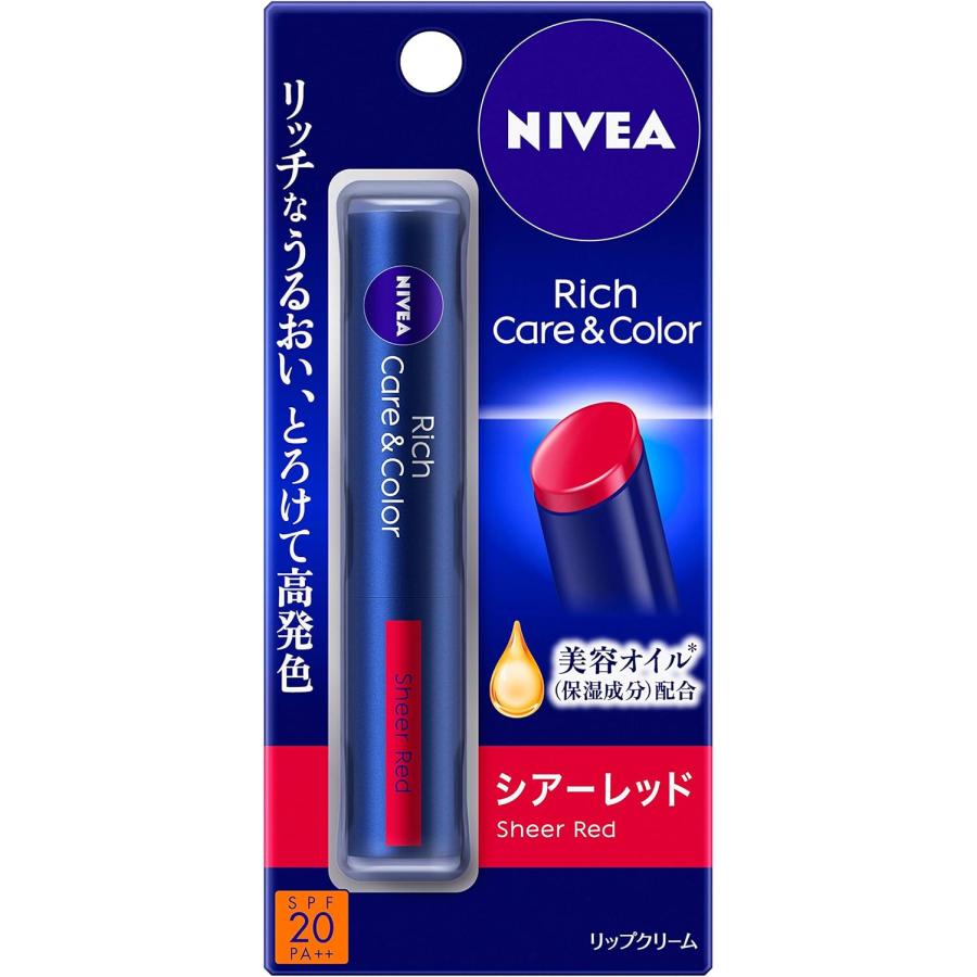 【8本セット】ニベア リッチケア＆カラーリップ シアーレッド 2g 　匿名配送 NIVEA ニベア リッチケア&カラーリップ シアーレッド 2g : すずめ商店