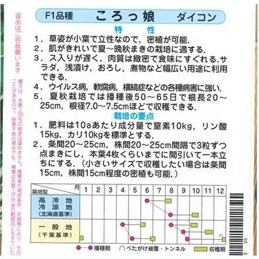 野菜種子 食べきりミニダイコン「ころっ娘」 2dl【送料込み】 大根 だいこん コロッコ ころっこの画像