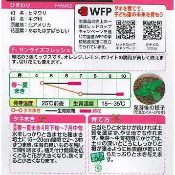 花種子 ひまわり「サンライズフレッシュ」 2ml（約10本分）（タキイ