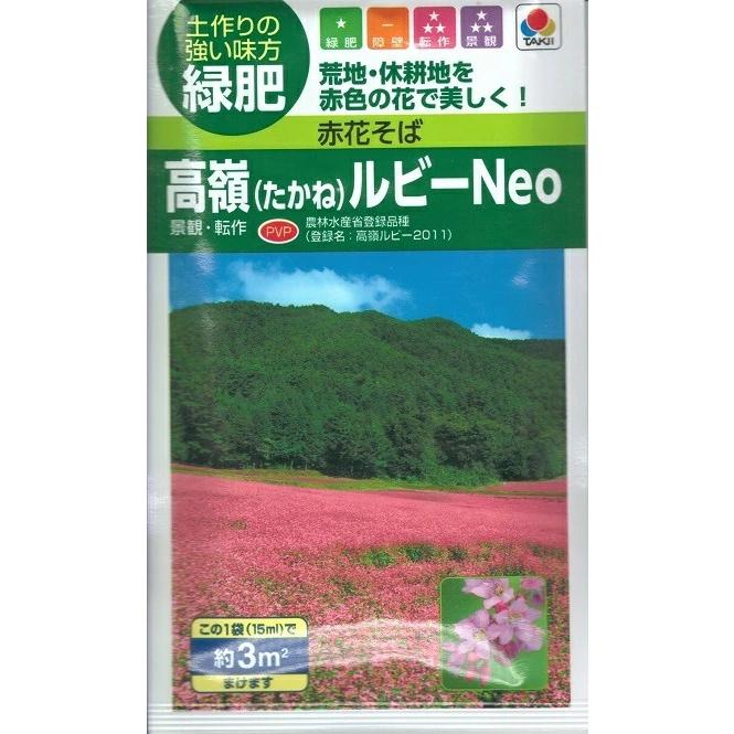 緑肥・牧草種子 赤花そば「高嶺ルビーNeo」 15ml（約3平米分）（タキイ種苗）【送料込み】 赤花蕎麦 たかねルビーネオ 農林水産省登録品種（高嶺ルビー2011）（Yahoo!・鈴乃園 Yahoo!ショッピング店）
