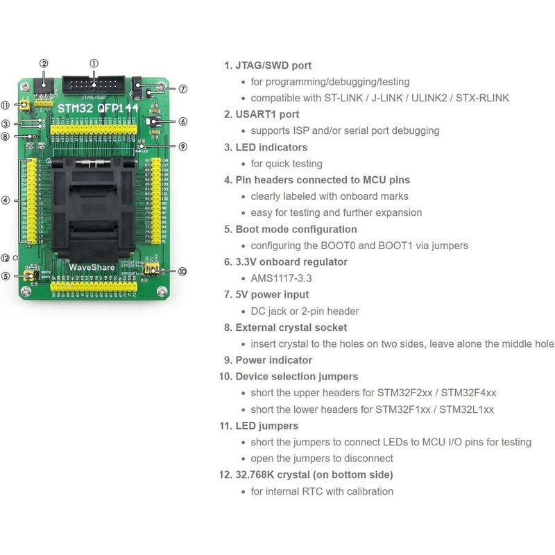 STM32F103 Development Board Waveshare Test Socket Board For LQFP64 MCU ...