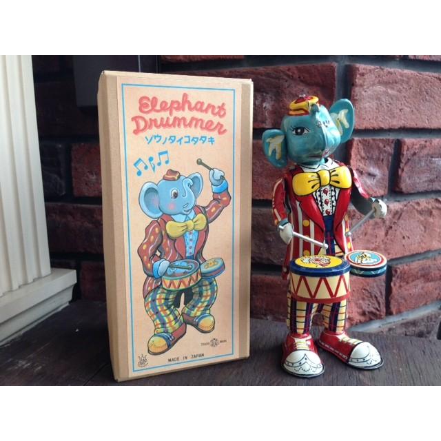 ゾウの太鼓たたきブリキ製ゼンマイ式日本製/EelefhantDrummer : Toys