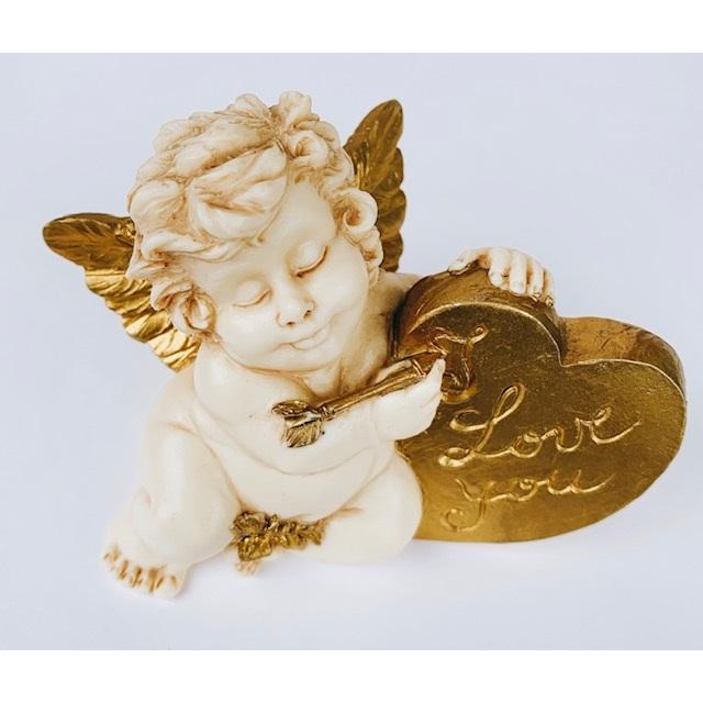 海外（彫刻的）天使 エンジェル イヤリング ルビー色ハート付きAngel 片耳 海外（彫刻的）天使 エンジェル イヤリング ルビー色ハート付き