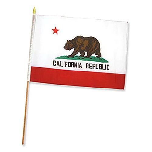 くま柄旗 カルフォルニア州旗 CALIFORNIA REPUBLIC 木製ポール付き