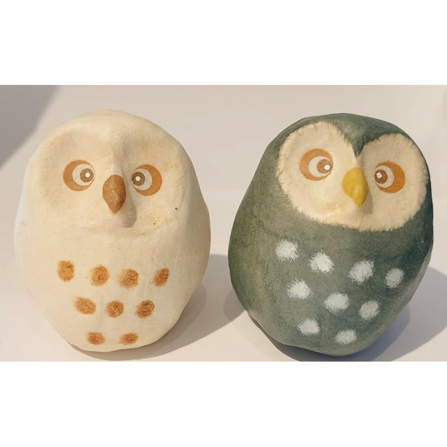 ふくろう置物2セット ROUND SQUARE インテリア 紙工芸 No2 : Toys雑貨