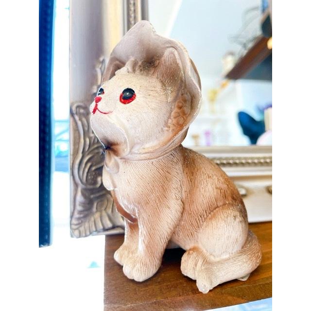 ペアねこ置物2体セット 王冠ねことほおかぶりねこセット ねこ