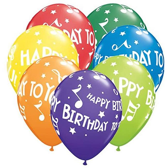 お誕生日バルーン Qualatex ラテックスバルーン カーニバルカラーアソート HappyBirthdayToYouMusicNotes  balloon 50pAssortment MadeInUSA 若者の大愛商品