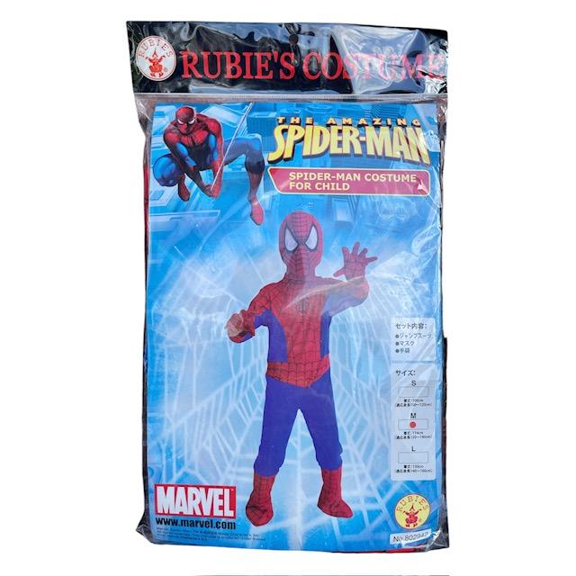 スパイダーマンコスチューム子供用3点セット Mサイズ(着丈114cm・適用