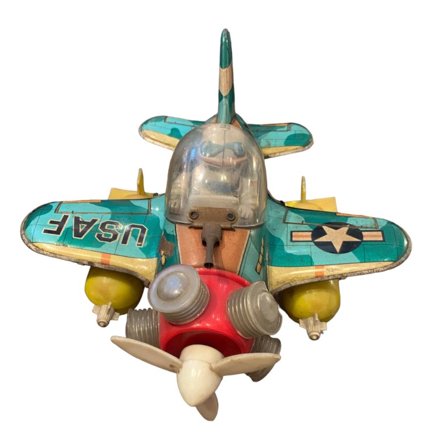 飛行機ブリキ USAF ファイターパイロット 日本製 1950年代 昭和 飛行機ブリキ USAF ファイターパイロット 日本製 1950年代 昭和