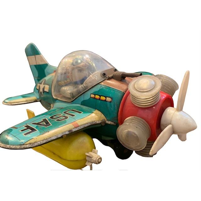 飛行機ブリキ USAF ファイターパイロット 日本製 1950年代 昭和 飛行機ブリキ USAF ファイターパイロット 日本製 1950年代 昭和