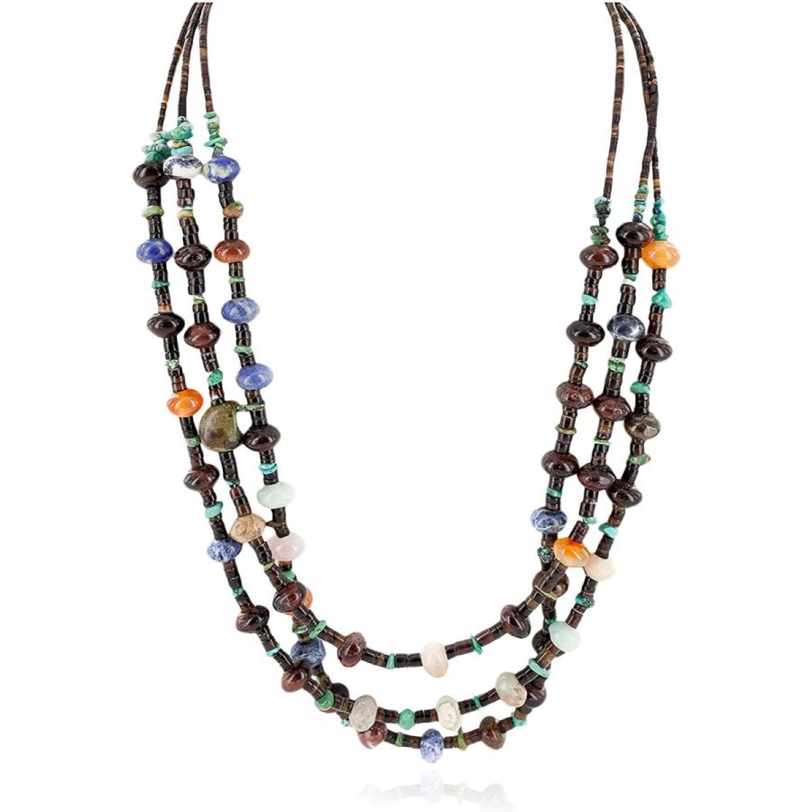 買い誠実 Large 500小売タグ3ストランドauthentic Navajoシルバー天然ターコイズマルチカラーストーンネイティブアメリカンネックレス Little Charlene By Made 宝石ルース 裸石 Www Gatorheatandair Com