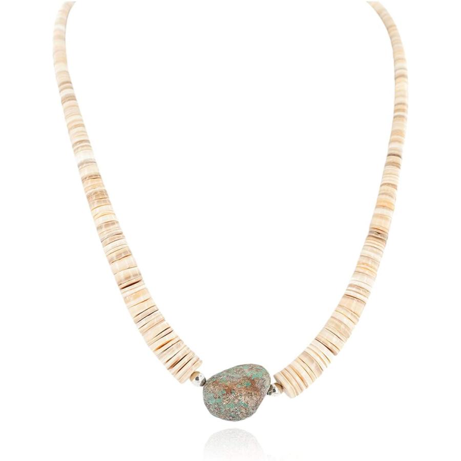 正規代理店 Navajo Silver Certified $330Tag Natural Siiva　並行輸入品 Loma by Made 7501013-3 Necklace Native Turquoise Graduated 宝石ルース、裸石