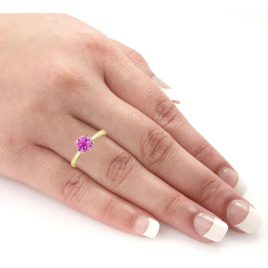 交換無料 ダイヤモンドウィッシュ14kイエローゴールドラウンドカットピンクサファイア宝石ソリティア婚約指輪6プロング 1 4 1カラット 4 9 並行輸入品 宝石ルース 裸石 Www Gatorheatandair Com