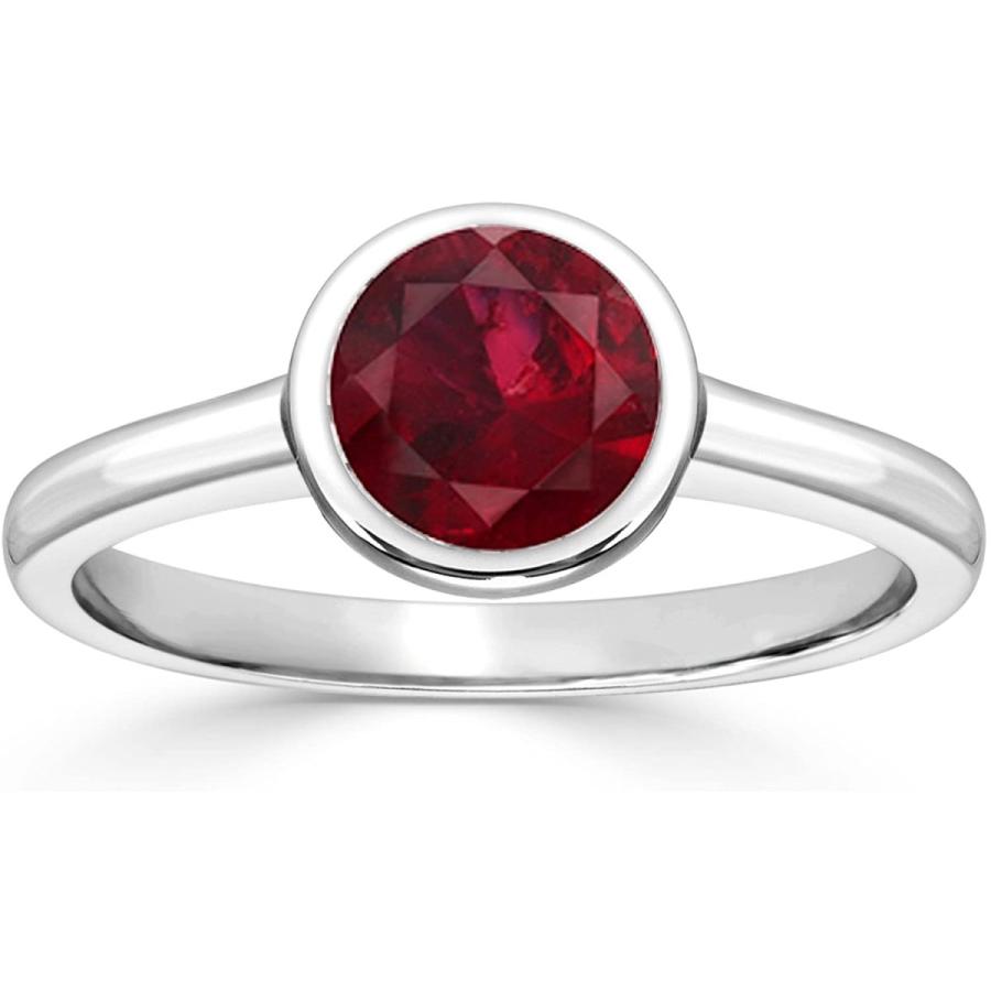祝開店！大放出セール開催中 Gemstone Ruby Round-Cut Platinum Solitaire 9　並行輸入品 Size cttw) (3/4 bezel Ring Engagement 宝石ルース、裸石