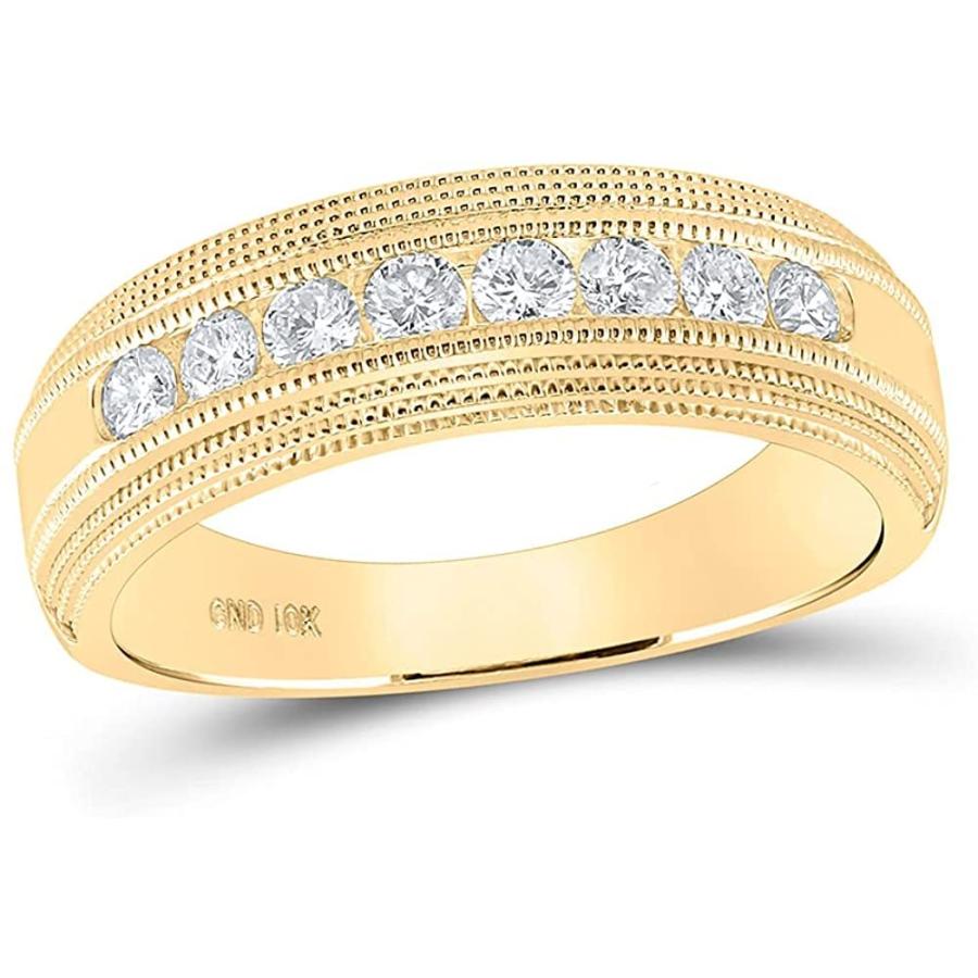 激安大特価 14 2カラット 並行輸入品 Ktイエローゴールドメンズラウンドダイヤモンドミルグレイン結婚記念バンドリング1 宝石ルース 裸石