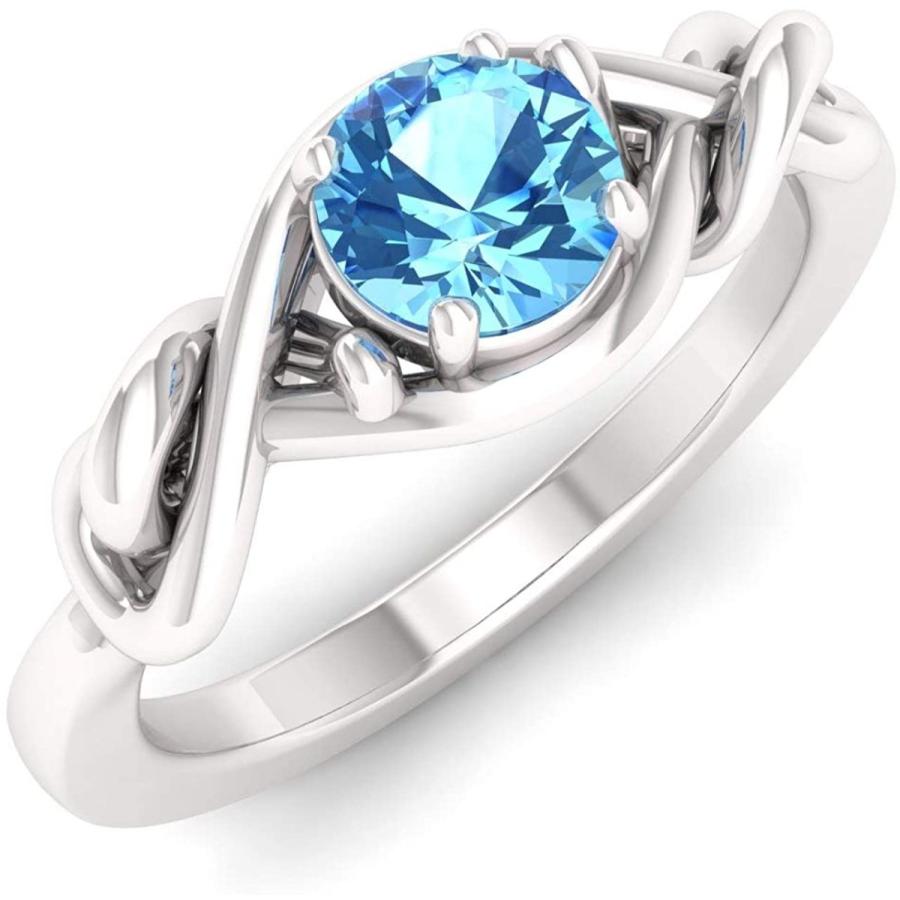 Diamondere Natural and Certified Blue Topaz Engagement Ring in 14K White Gold 0.41 Carat Blue Topaz Knot Solitaire Ring for Women US Size 7METbplSoM Diamondere Natural and Certified Diamond Wedding Ring in 14K White Gold
