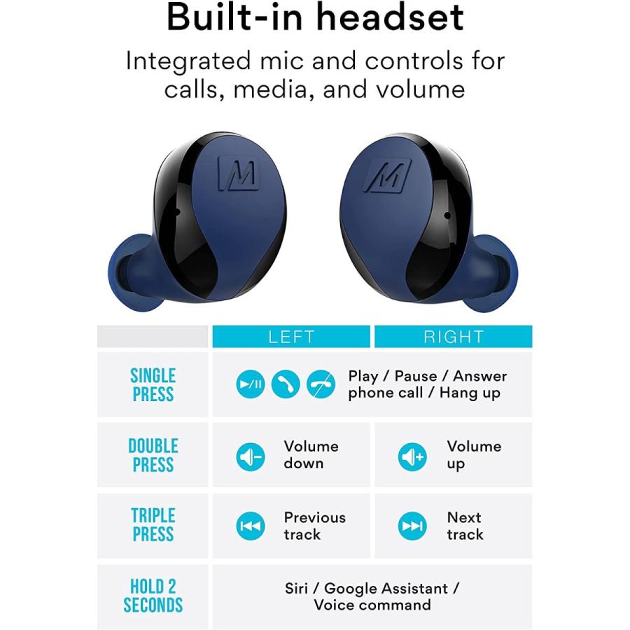 「送料無料・年末感謝」 MEE audio X10 トゥルーワイヤレスインイヤーヘッドホン 人間工学設計 IPX5耐汗性 バッテリー寿命4.5時間 (コンパクト充電ケース含む23時間) (ブルー) 【RIZ2253270510】(13885円)