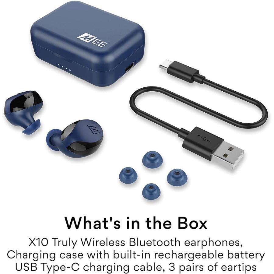 「送料無料・年末感謝」 MEE audio X10 トゥルーワイヤレスインイヤーヘッドホン 人間工学設計 IPX5耐汗性 バッテリー寿命4.5時間 (コンパクト充電ケース含む23時間) (ブルー) 【RIZ2253270510】(13885円)