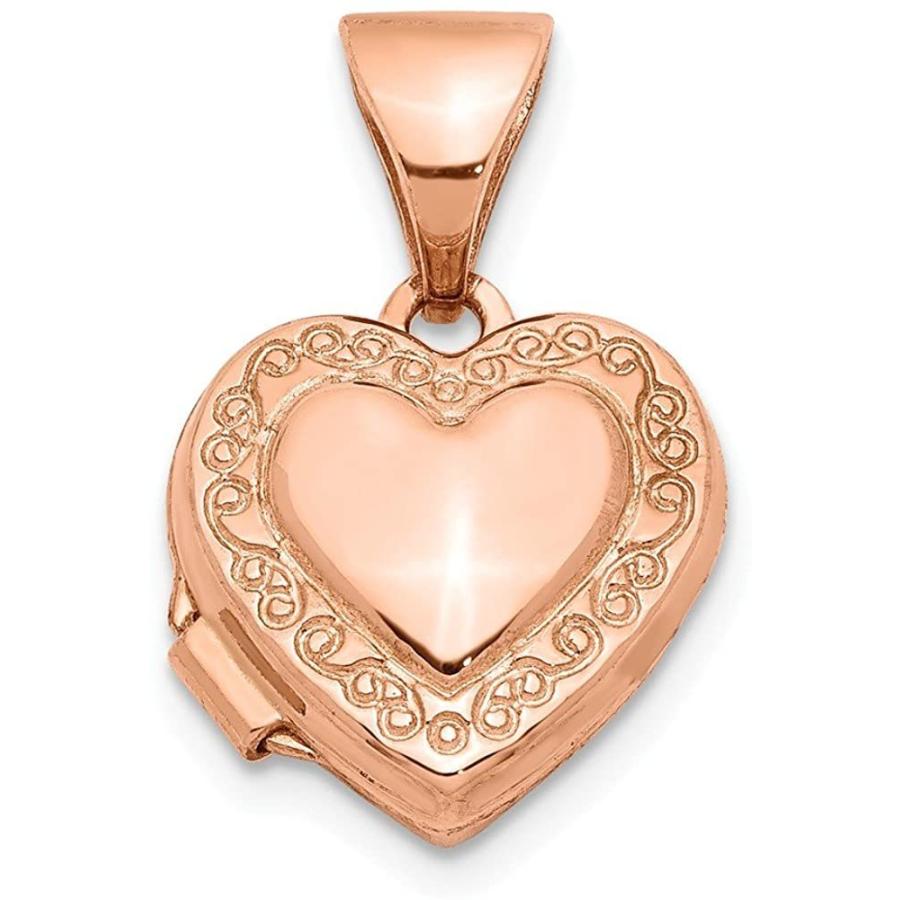 保障できる Finejewelers 14k Rose Gold Polished 10mm Heart-Shaped Scrolled Locket Pendant Necklace 18 inch Chain　並行輸入品 宝石ルース、裸石