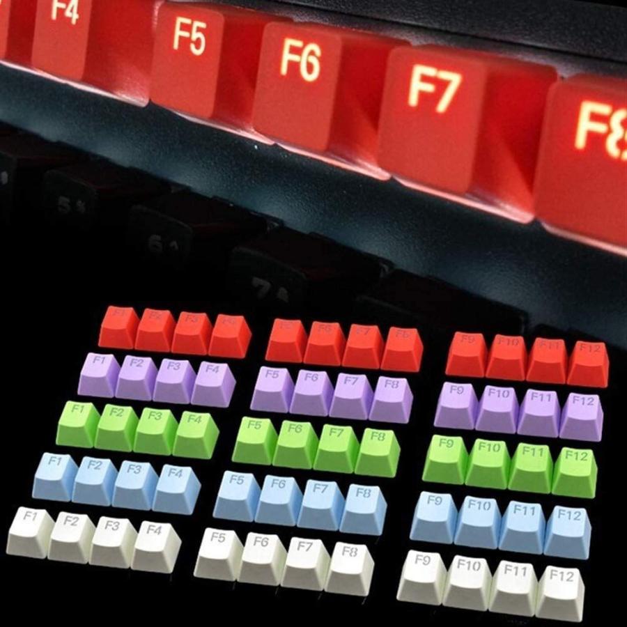 Keyboard keycaps PBT Backlit Keycaps F1~F12 12 Keyset Cherry MX Key Caps with Keycaps Pulller for MX Switches Backlit Mechanical Gaming Keyboard (Col