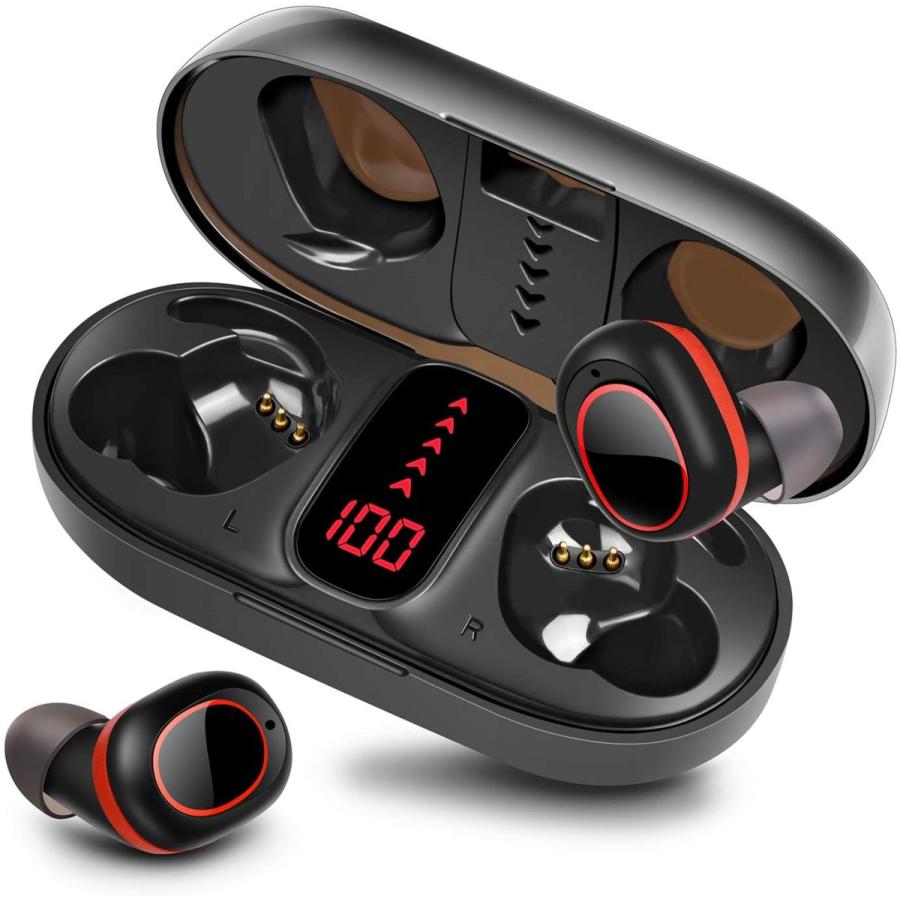 【まとめ買い】 Headphones Stereo TWS Earbuds Waterproof IPX7  5.1 Bluetooth Earbuds Wireless pendali with Control Touch  Display Battery LED  Case Charging Portable その他カメラ
