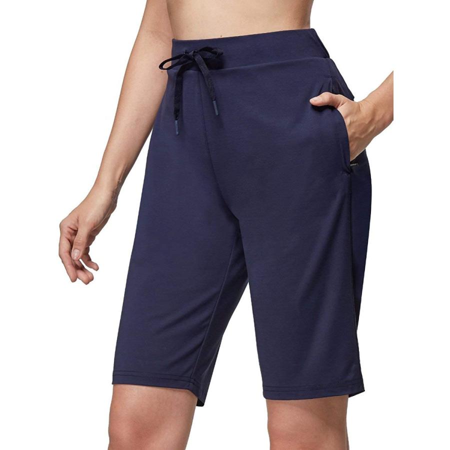 BALEAF Women's 10inch Golf Bermuda Shorts with Zipper Pockets Long