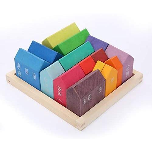 売れ筋がひクリスマスプレゼント！  Kids for Toys Wooden  Blocks Rainbow Piece 15 Large Rainbow Houses' 'Little MODERNGENIC Geometric Set　並行輸入品 Block Building Educational Stacking その他おもちゃ
