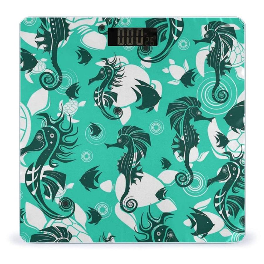 驚きの値段 Ocuteo Scales For Body Weight Hippocampus Fish Turtle On Teal Green Bathroom Weight Scale Smart Digital Weighing Bath Room Scales For Women Men Kids コンビニ受取対応商品 Feltfetish Com