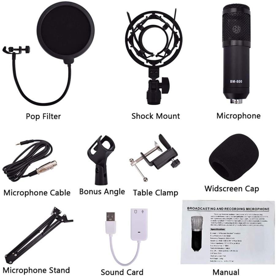 残りわずか Kannore Zheyang Live Audio Bm 800 All Black Series Set Equipment Condenser Microphone 35 Type Alloy Stand Metal Shock Proof Frame 2 5m Audio Cable Us 日本産 Mediquicklab Com