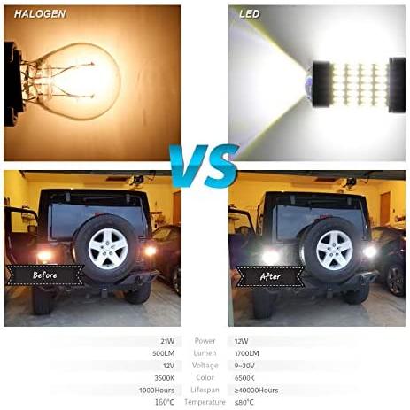 LUYED 2 X 1700 Lumens Extremely Bright 3157 4014 102-EX Chipsets 3056 3156 3057 3157 LED Bulbs with Projector for Backup Reverse Lights,Xenon White Brightest LED in market 