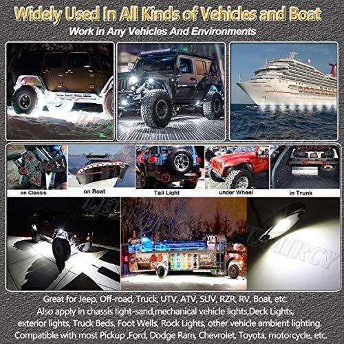 LEDMIRCY LED ロックライト ホワイト 4個 Je ep オフロード トラック 自動車 ボート ATV SUV 防水 ハイパワー ネ｜svizra-shop｜07