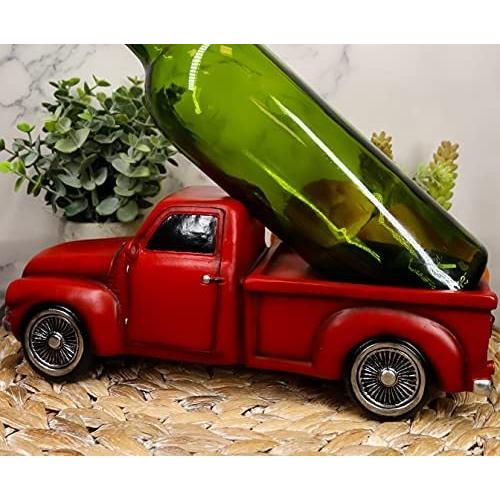 最も完璧な Ebros Gift Red Vintage Old Fashioned Pickup Truck Wine Holder 29cm Long Figurine Wine Bottle Holder Caddy ワインラック