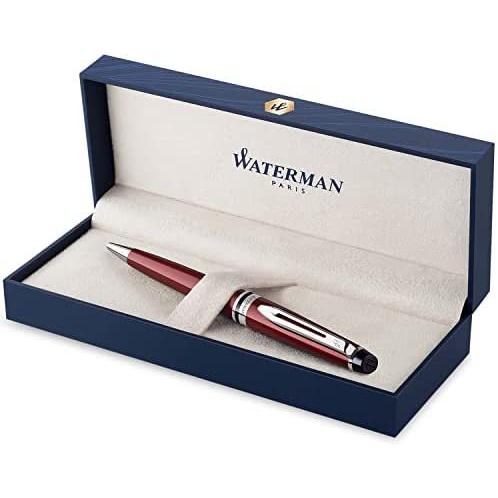 2021年激安 Waterman Expert ボールペン ダークレッド クロームトリム付き ミディアムポイント ブルーリフィル付き ギ ボールペン