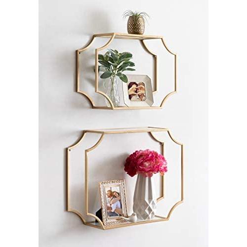 Kate And Laurel Ciel Modern Glam Metal Wall Shelf Set Set Of 2 Metallic Gold Elegant Wall Decor And Storage 141 並行輸入 安い