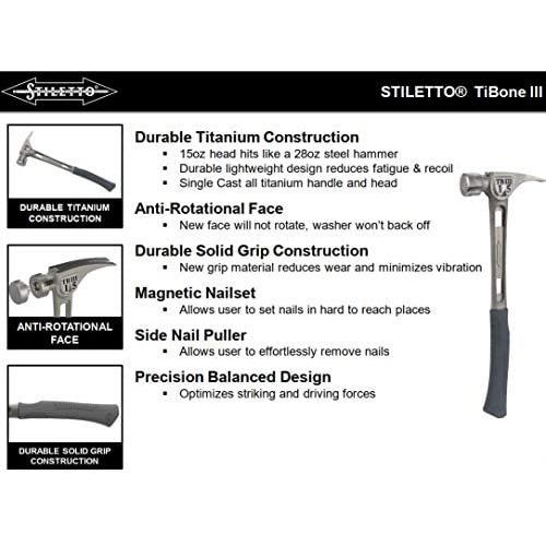 Stiletto TB3MC 15oz. Ti-Bone 3 Titanium Hammer with Milled Face, Curved Handle and New Improved Model Anti-rotational Face｜svizra-shop｜04