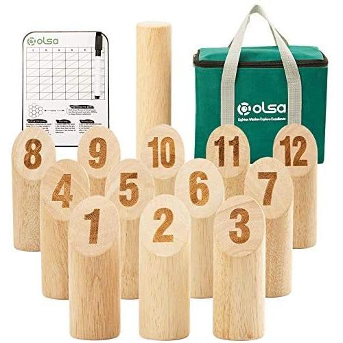 (税込) Olsa 木製投げゲームセット アウトドア スコアボード&キャリーバッグ付き 番号付きブロックトスゲーム ボードゲーム