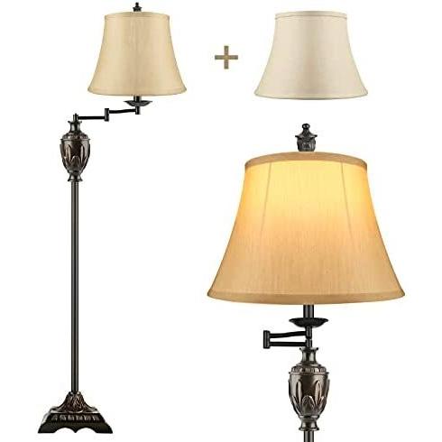 男の子向けプレゼント集結 Standing Adjustable 360° - Lamp Floor LED Arm Swing Lamp Lampshades 2 Room, Living Bedroom, for Uplight Vintage Tall - Base Duty Heavy with 工具セット