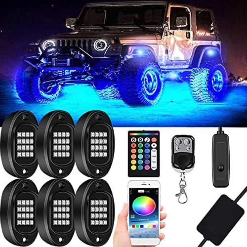 Benxusee RGB LED Rock Lights 4 Pods 60 LEDs Waterproof Aluminum Multicolor Neon Underglow Lighting Kit with APP Remote Control for Off Road｜svizra-shop｜09