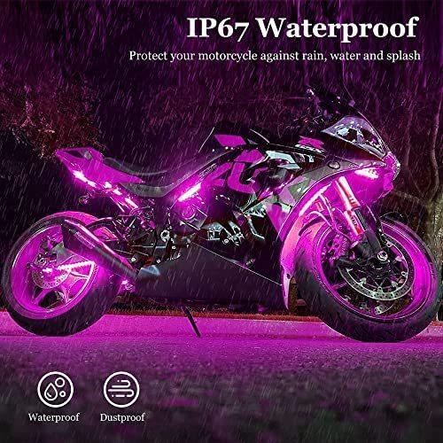 icicar 12pcs Motorcycle LED Light Kit(3rd Gen) App Control Music Mode RGB 16 Million Colors Brake Light Function Waterproof with Dual Remote｜svizra-shop｜02