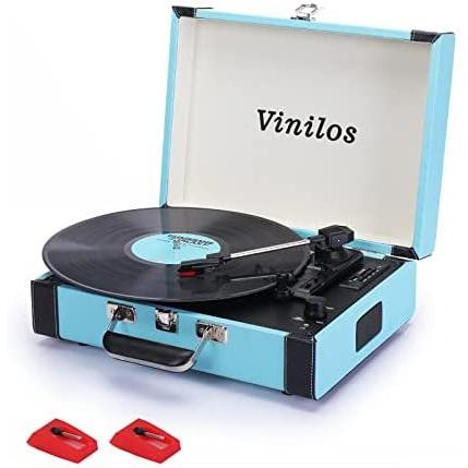 輝い Vinilos Suitcas Portable Speed 3 Phonograph Turntable,Vintage SD and Sound,USB Upgraded Speakers Built-in with Bluetooth Player Record Vinyl その他楽器アクセサリー